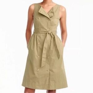 J CREW Sleeveless Trench Dress Garmet-Dyed Double Breasted Golden Tea Sz 14 NWT